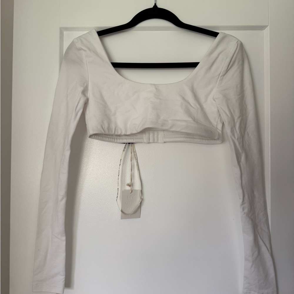 Elegant White Long Sleeve Crop Top